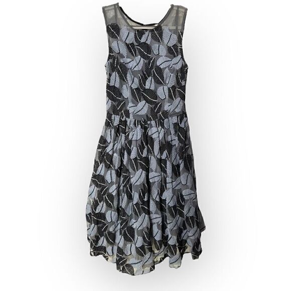 NWT Eva Franco Renee black with silver leaf’s sequin dress 5789 size 6 fit n fla - Picture 1 of 9